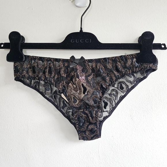 New Agent Provocateur Gina Leopard Print Black/Gold Brief Panties AP 3/Medium - Picture 13 of 17